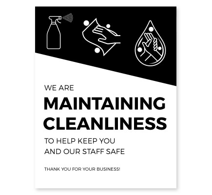 Maintaining Cleanliness Window Cling  8.5" x 11" Black Pack of 25 